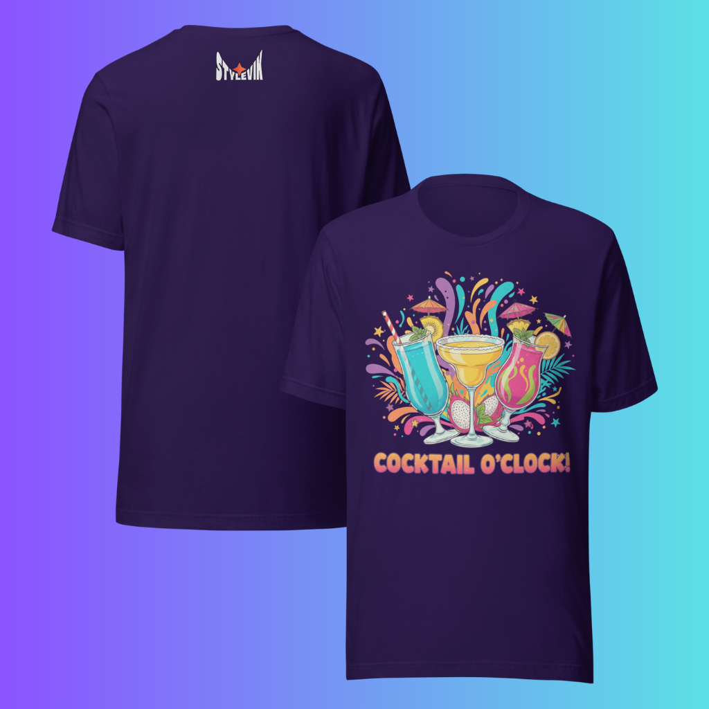 'Cocktail O'Clock' T-Shirt | Funny Tropical Vacation & Summer Party Cooling Tee