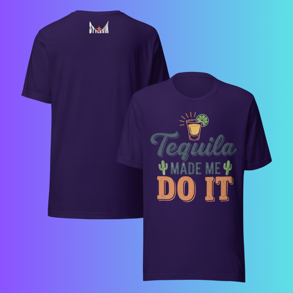 'Tequila Made Me Do It' T-Shirt | Funny Party & Bachelorette Cooling Tee for Drinkers