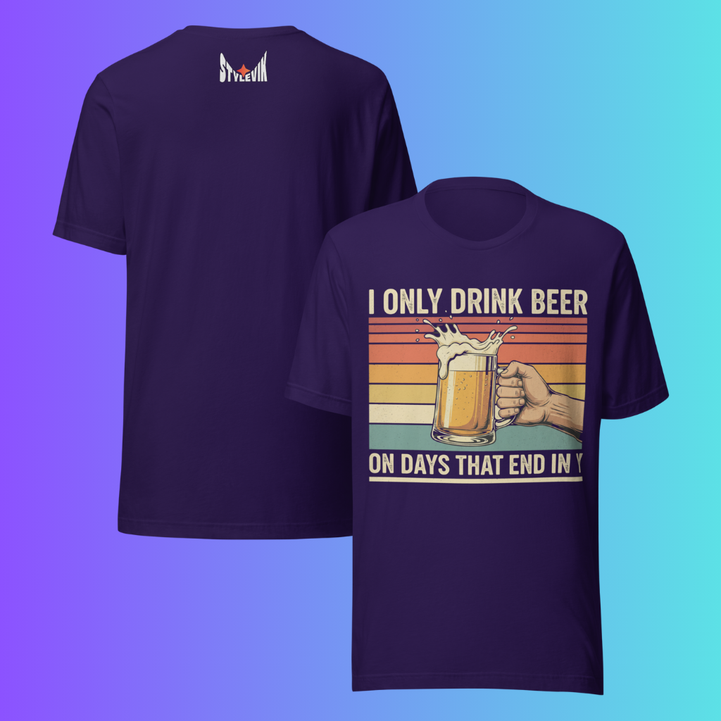 'I Only Drink Beer On Days That End in Y' T-Shirt | Funny Retro 80s Style Cooling Tee for Dad