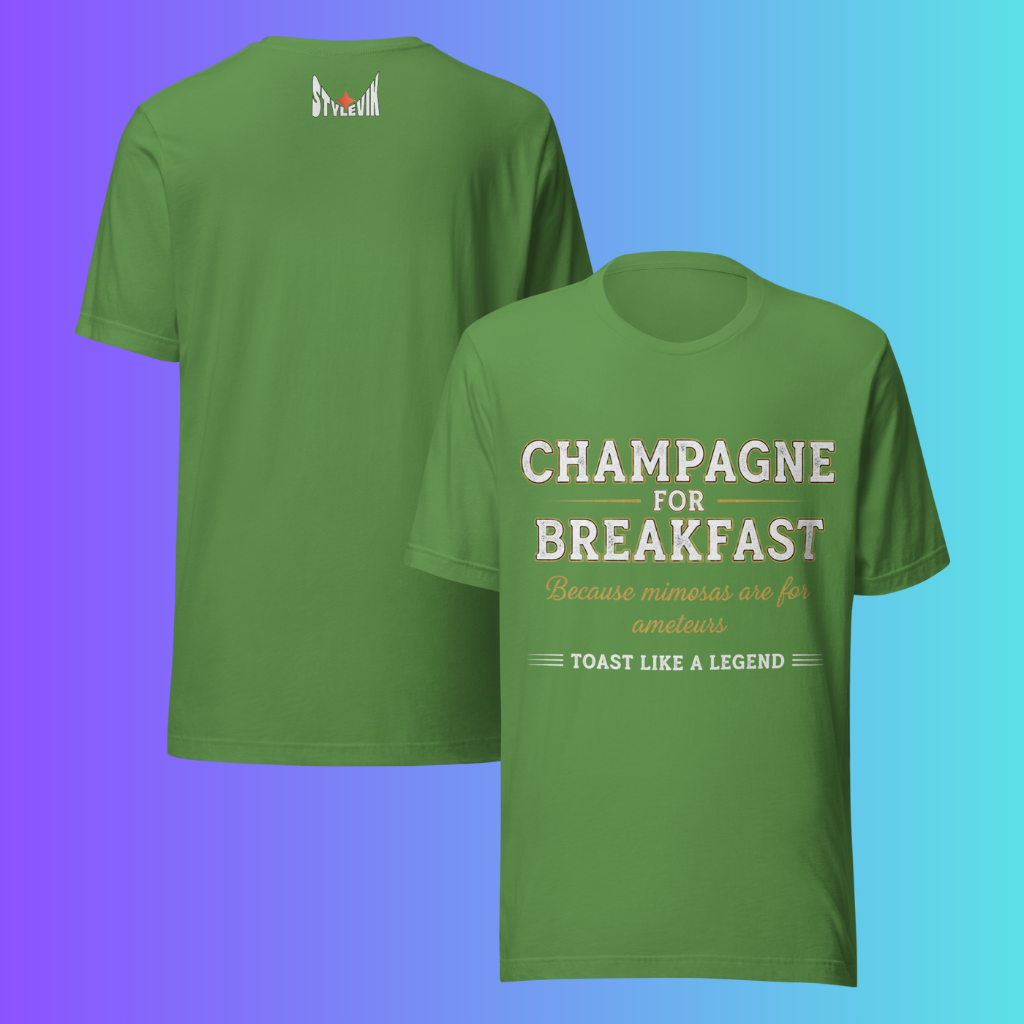 'Champagne for Breakfast' T-Shirt | Funny Brunch & Bachelorette Party Cooling Tee