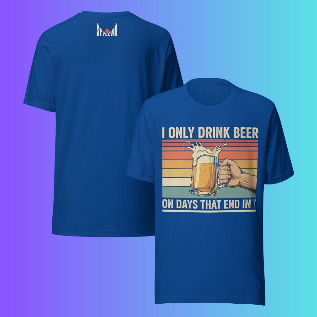 'I Only Drink Beer On Days That End in Y' T-Shirt | Funny Retro 80s Style Cooling Tee for Dad