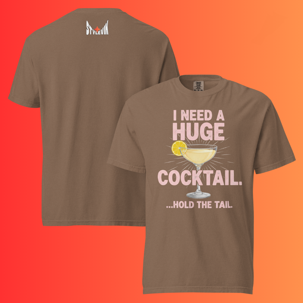 'I Need A Huge Cocktail Hold The Tail' T-Shirt | Funny Naughty Bachelorette Party Warming Tee