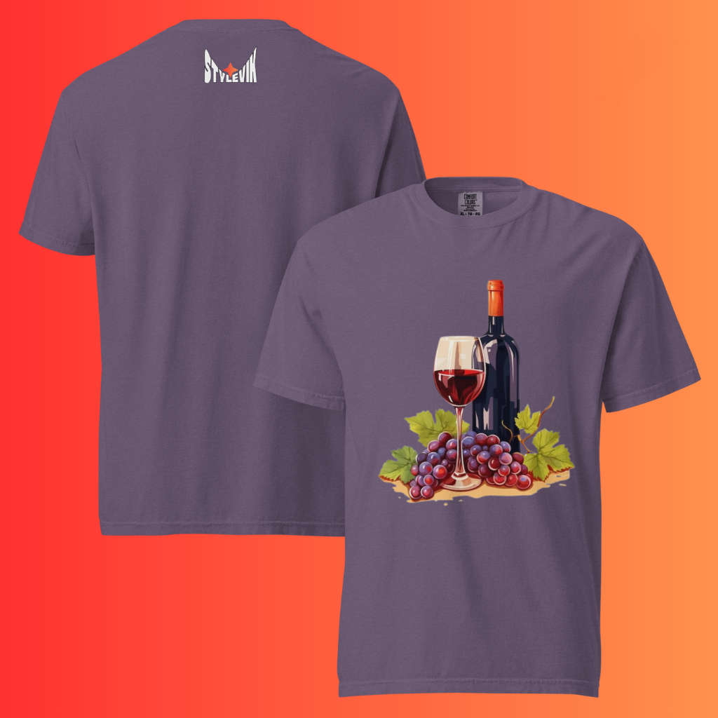 'Still Life' Red Wine & Grapes T-Shirt | Artistic Vineyard & Winery Warming Tee for Connoisseurs