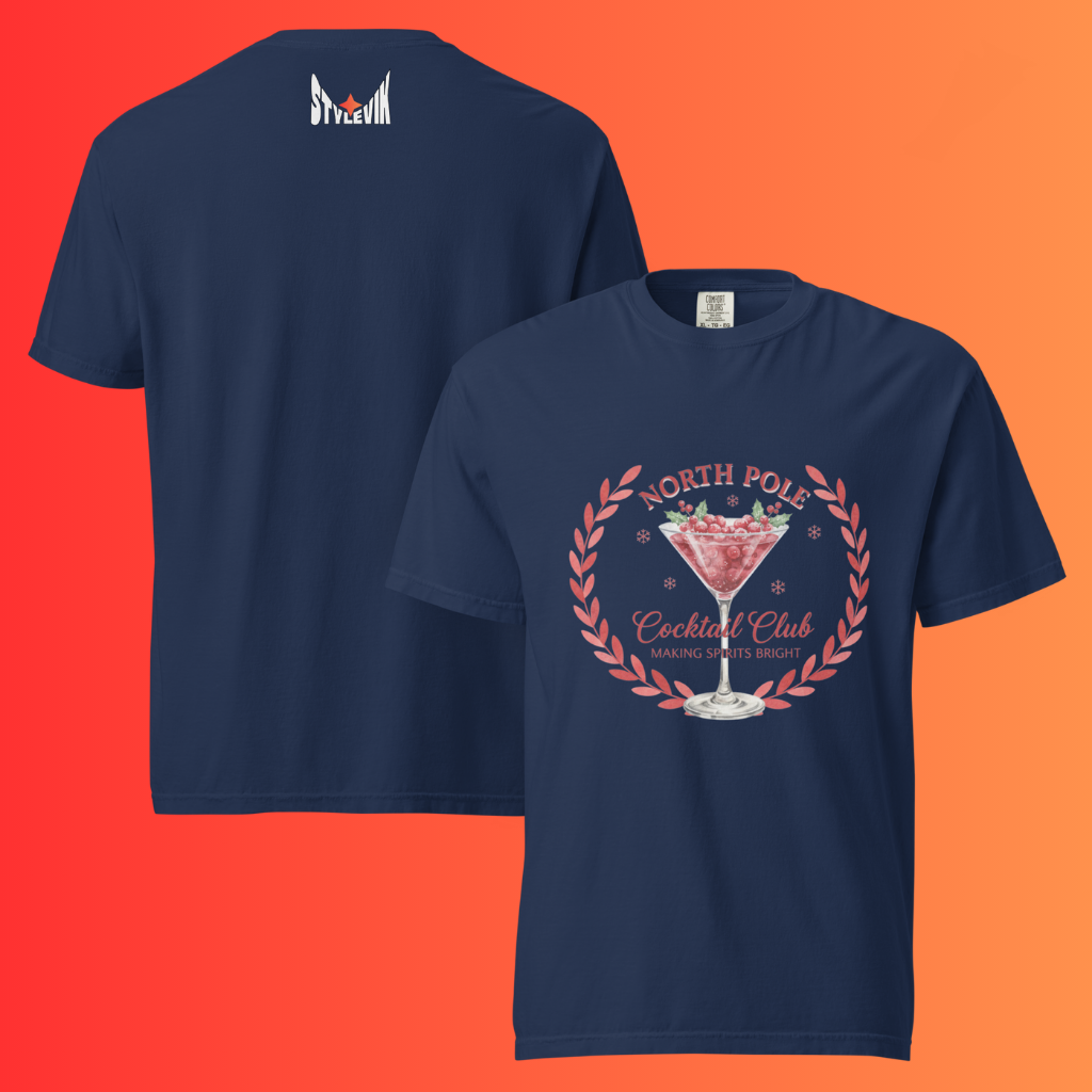 'North Pole Cocktail Club' T-Shirt | Funny Christmas Holiday Party Warming Tee for Drinkers