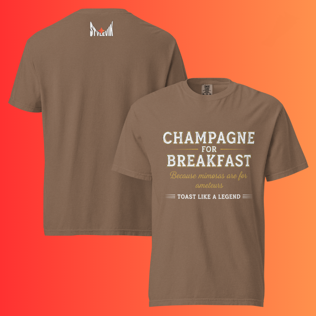 'Champagne for Breakfast' T-Shirt | Funny Brunch & Bachelorette Party Warming Tee