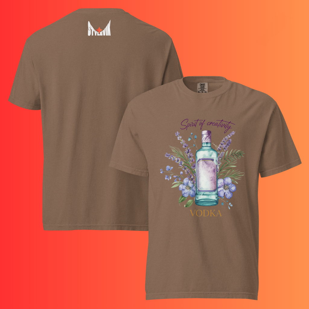 'Spirit of Creativity' Vodka T-Shirt | Artistic Botanical Warming Tee for Cocktail Lovers & Artists