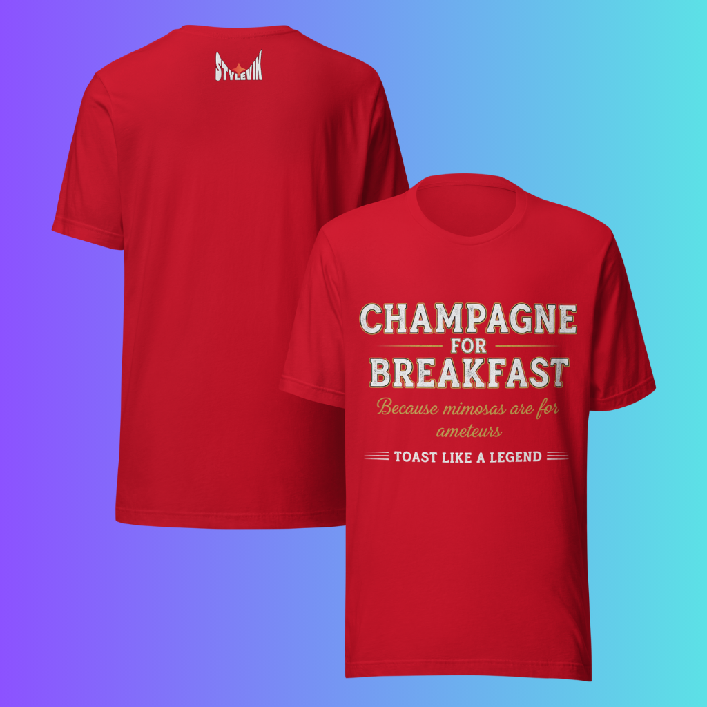 'Champagne for Breakfast' T-Shirt | Funny Brunch & Bachelorette Party Cooling Tee