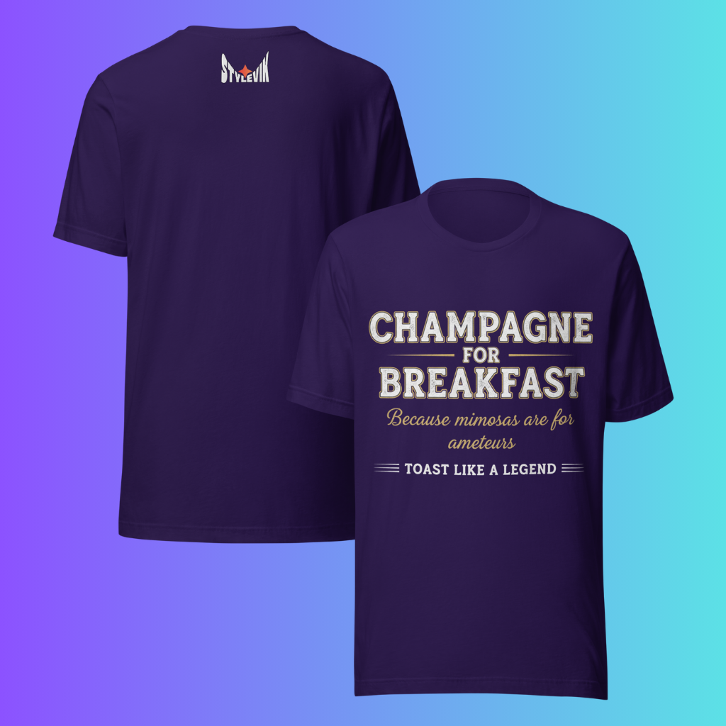 'Champagne for Breakfast' T-Shirt | Funny Brunch & Bachelorette Party Cooling Tee