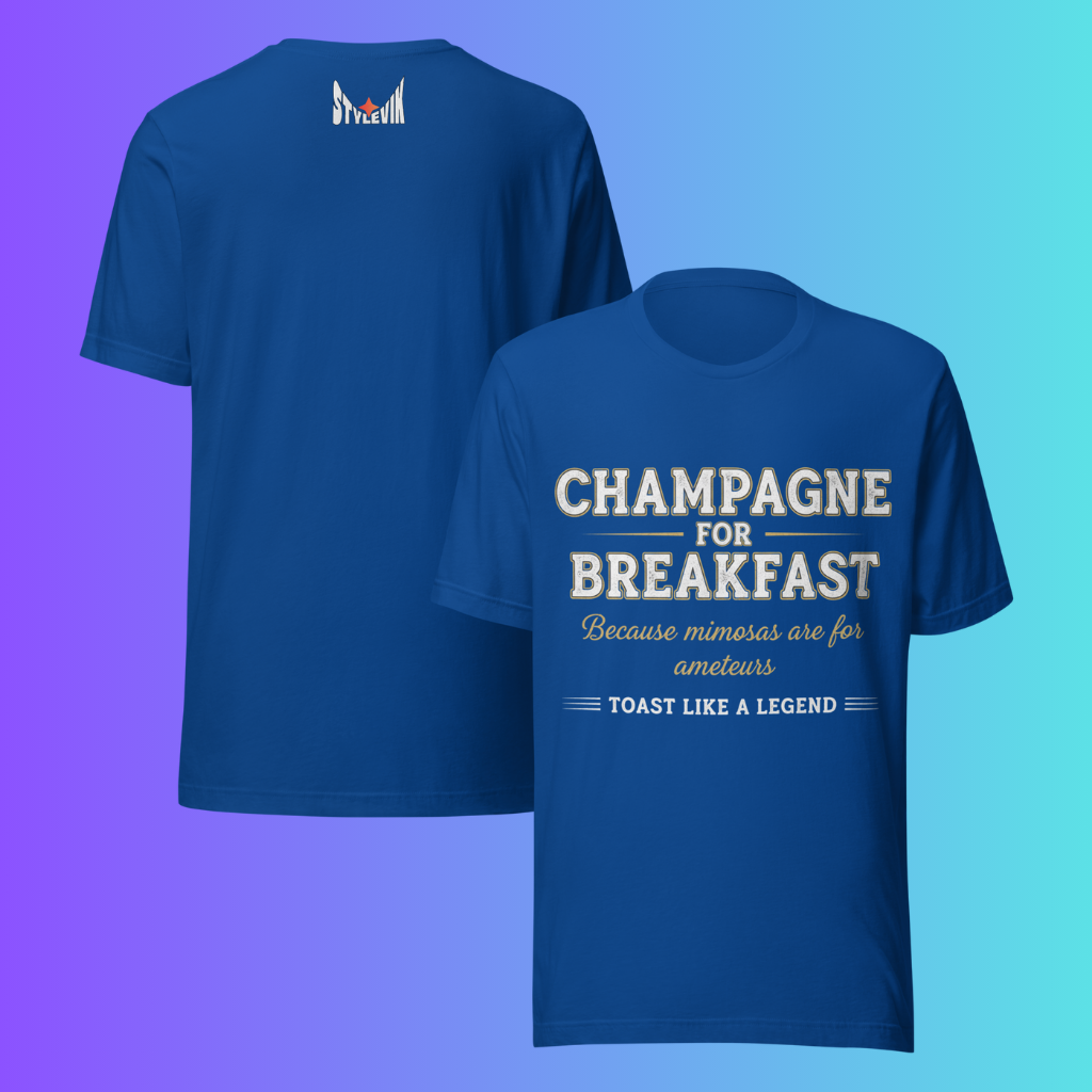 'Champagne for Breakfast' T-Shirt | Funny Brunch & Bachelorette Party Cooling Tee