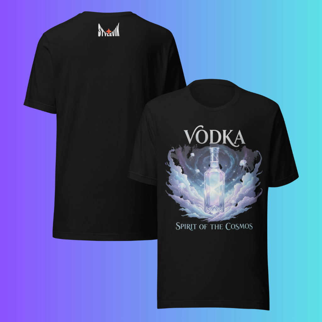 'Vodka Spirit of The Cosmos' T-Shirt | Celestial Galaxy Cooling Tee for Raves & Festivals