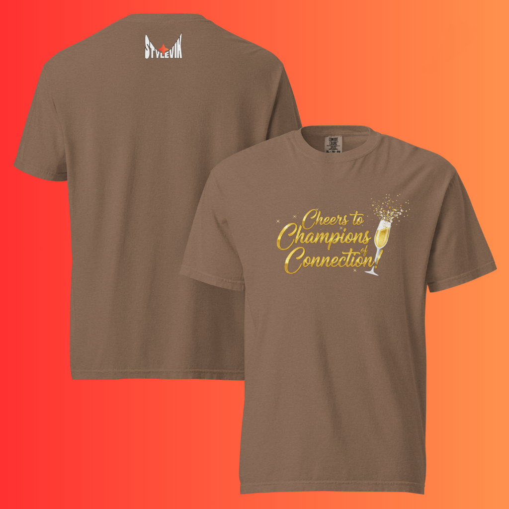 'Cheers to Champions of Connection' T-Shirt | Team & Networking Warming Tee for Holiday Parties