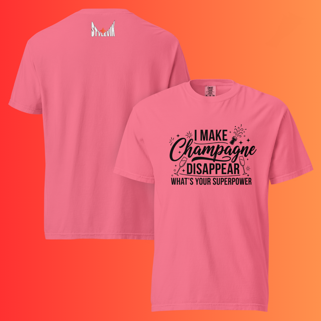 'I Make Champagne Disappear What's Your Superpower' T-Shirt | Funny NYE & Bachelorette Party Warming Tee