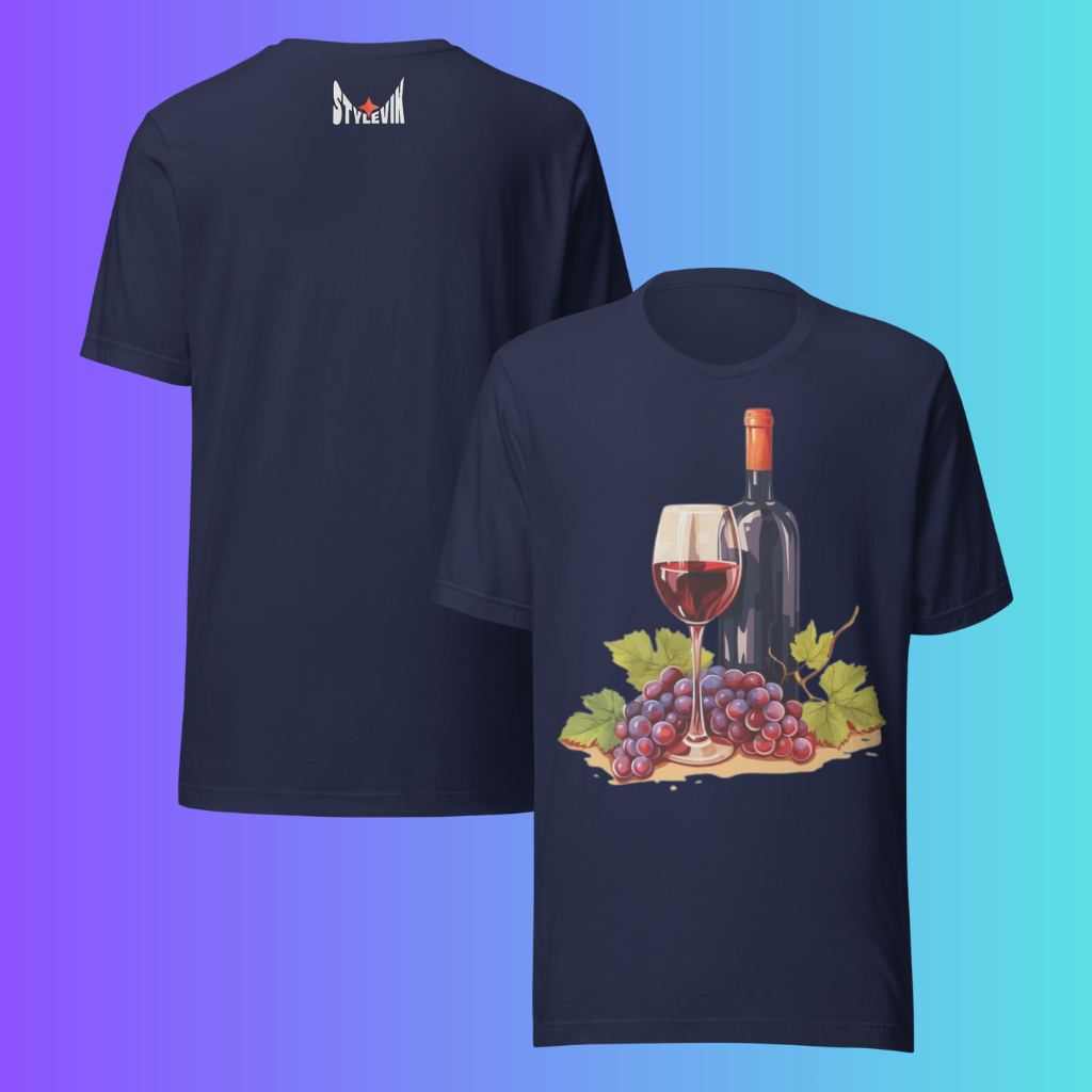 'Still Life' Red Wine & Grapes T-Shirt | Artistic Vineyard & Winery Cooling Tee for Connoisseurs