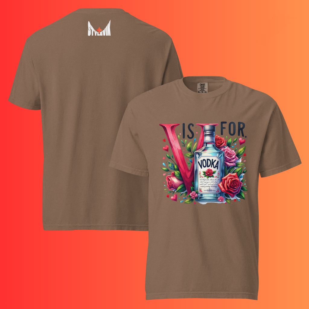 'V is for Vodka' Funny Valentine's Day T-Shirt | Galentine's Day Warming Tee for Vodka Lovers