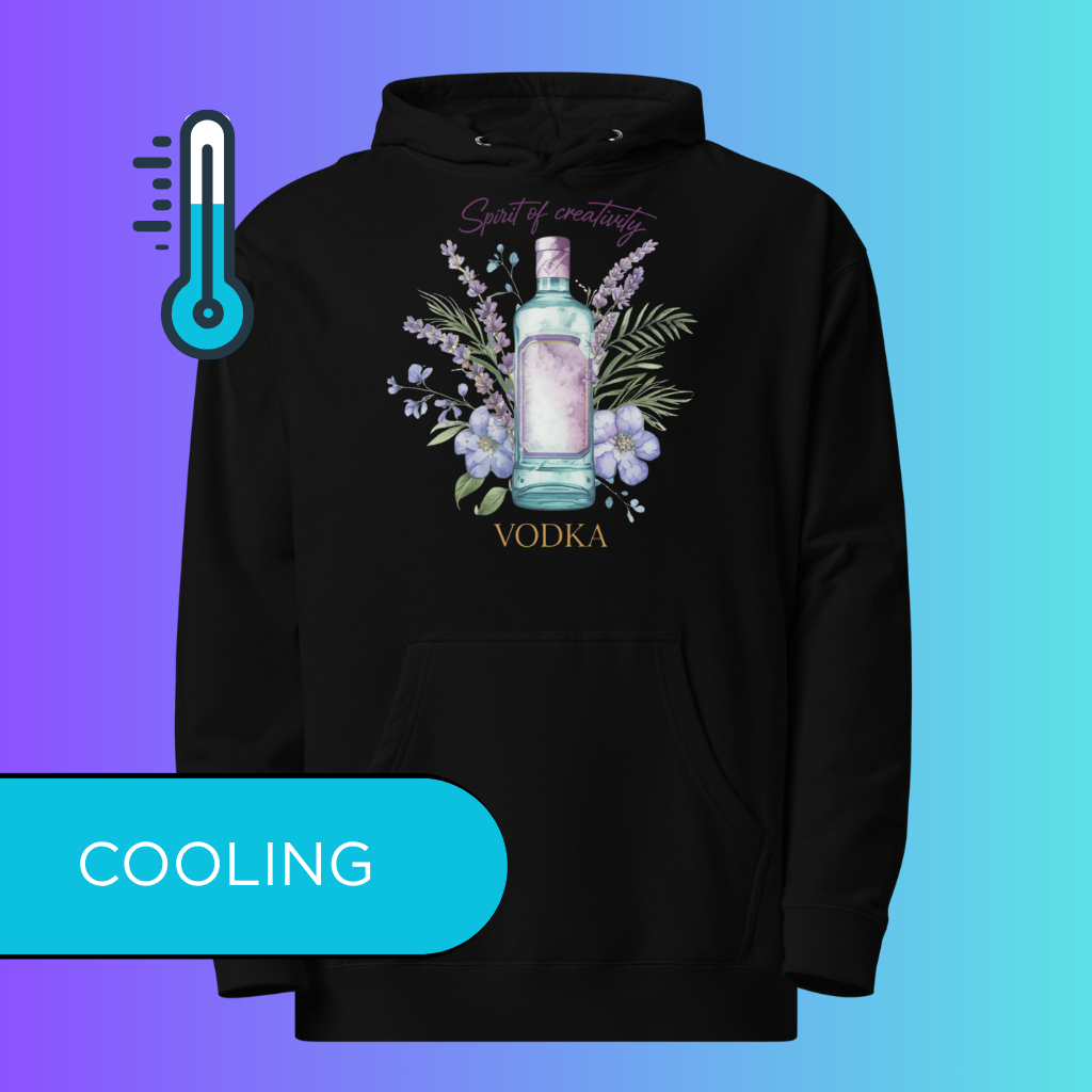 'Spirit of Creativity' Vodka Hoodie | Artistic Botanical Cooling Hoodie for Cocktail Lovers & Artists