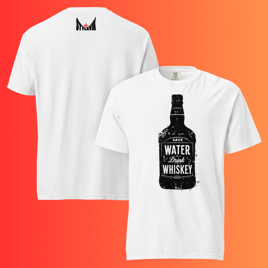 'Save Water Drink Whiskey' Funny T-Shirt | Vintage Style Warming Tee for Bourbon & Alcohol Lovers