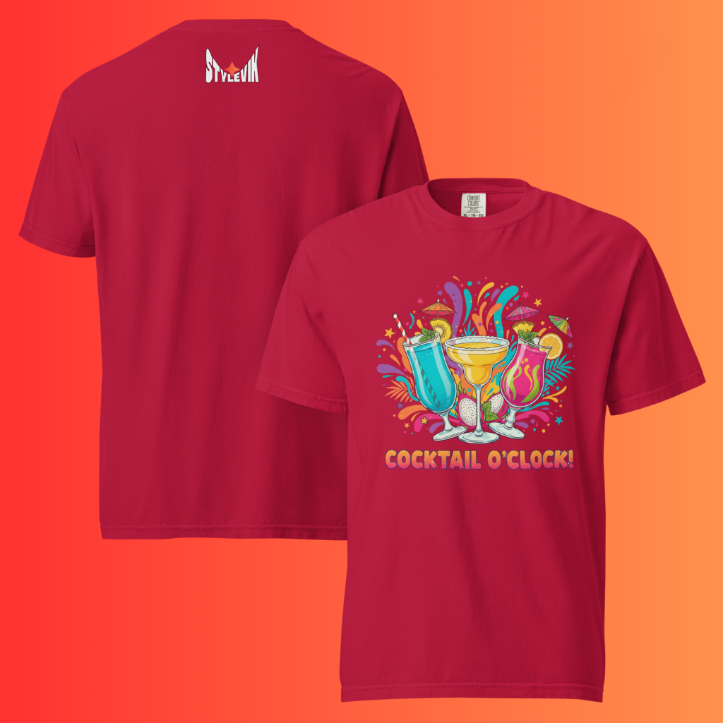 'Cocktail O'Clock' T-Shirt | Funny Tropical Vacation & Summer Party Warming Tee