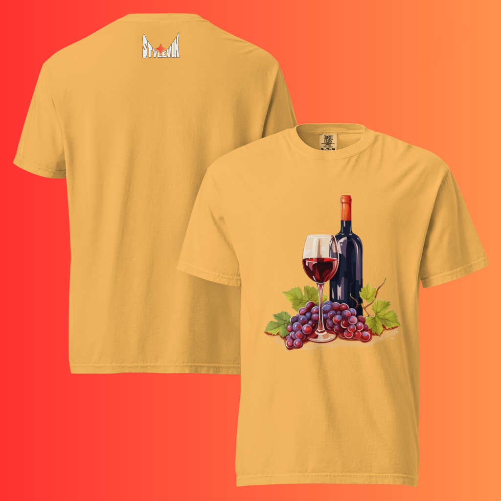 'Still Life' Red Wine & Grapes T-Shirt | Artistic Vineyard & Winery Warming Tee for Connoisseurs