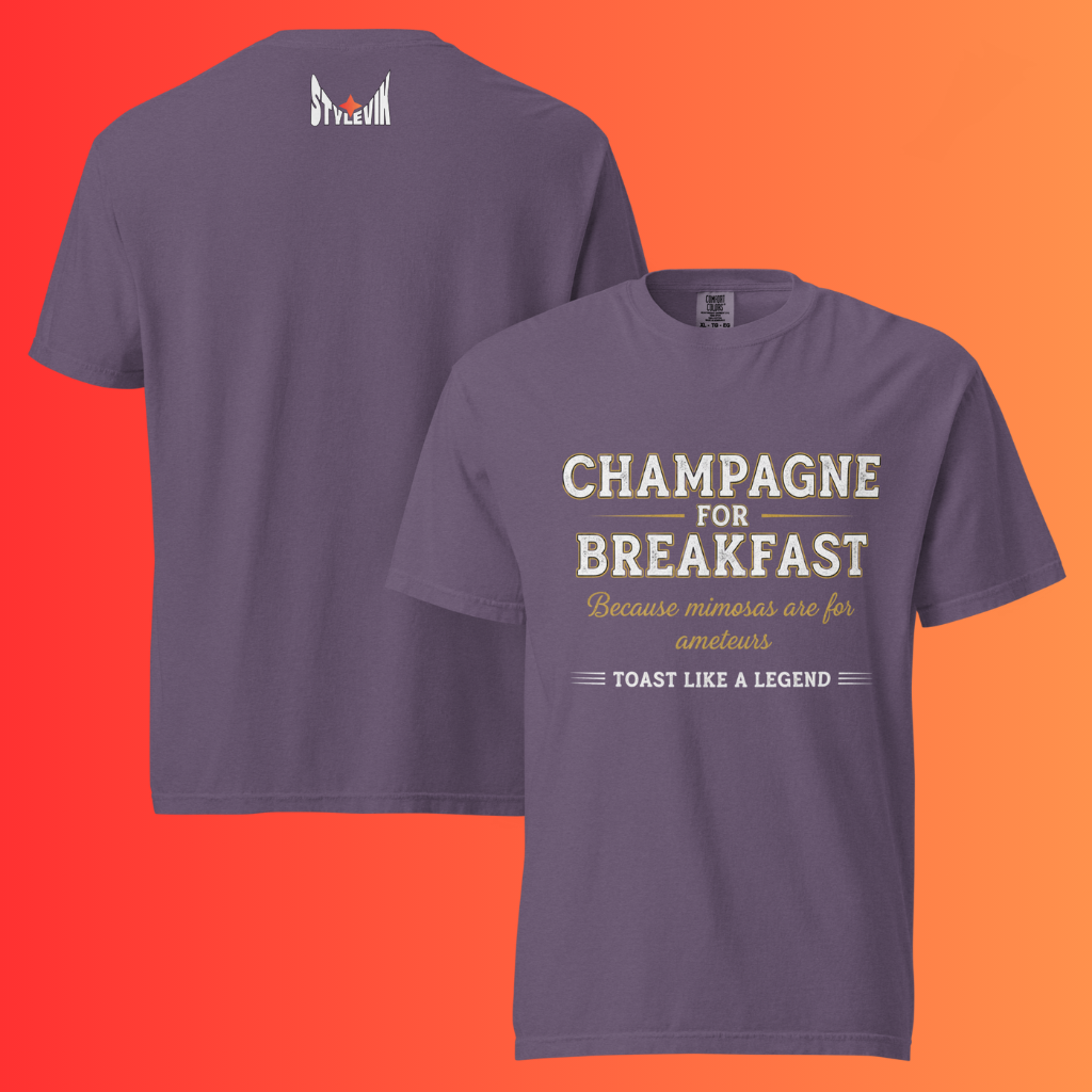 'Champagne for Breakfast' T-Shirt | Funny Brunch & Bachelorette Party Warming Tee