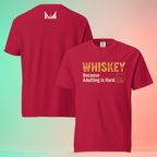 Funny Whiskey T-Shirt 'Because Adulting is Hard' Warming Tee | Sarcastic Unisex Gift for Adults