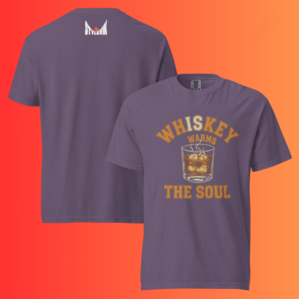 Whiskey Warms The Soul' Vintage T-Shirt | Unisex Graphic Warming Tee | Retro Alcohol & Bourbon Drinker T-Shirt