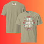 'Wine is Bottled Poetry' T-Shirt | Funny Literary Quote & Floral Warming Tee for Wine Lovers