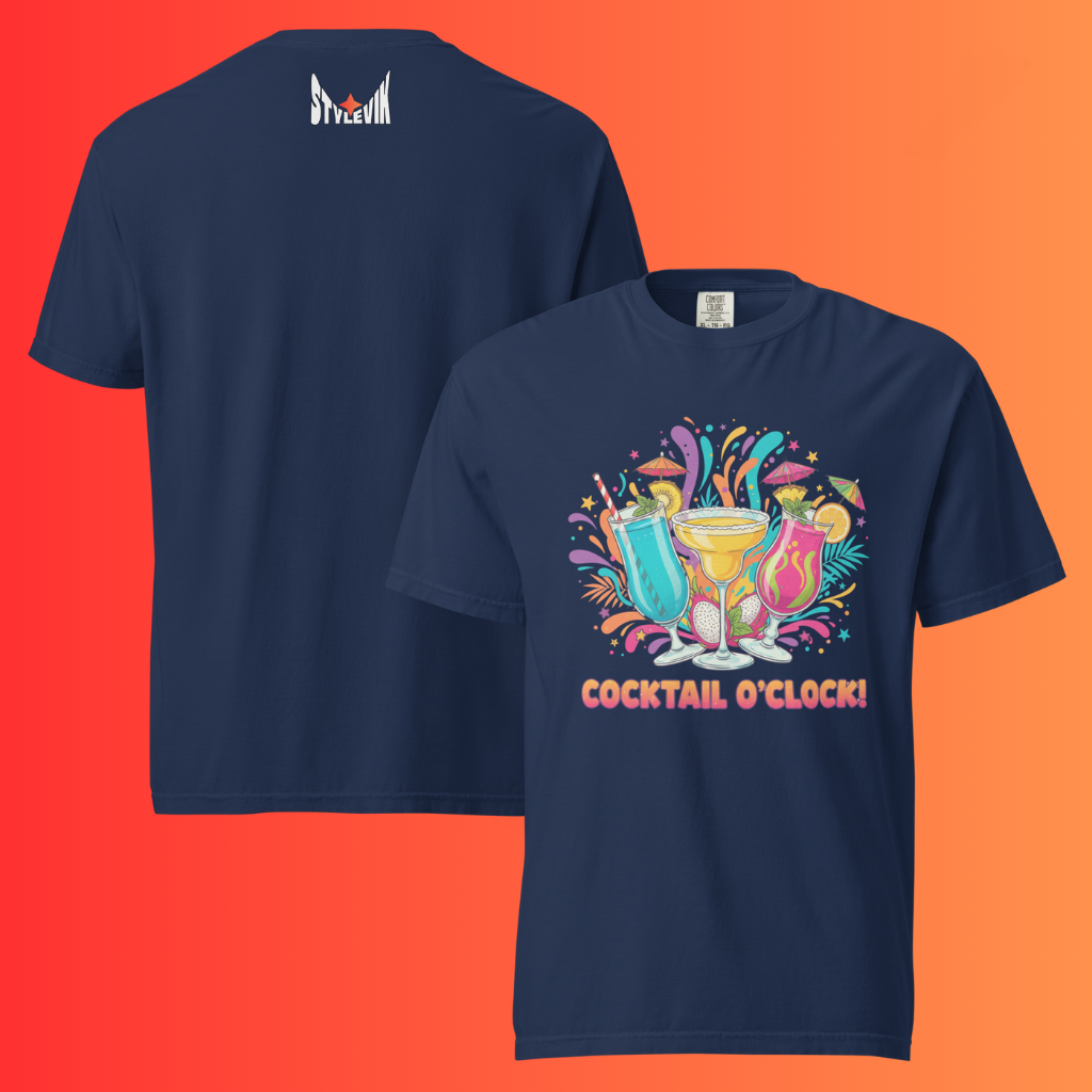'Cocktail O'Clock' T-Shirt | Funny Tropical Vacation & Summer Party Warming Tee
