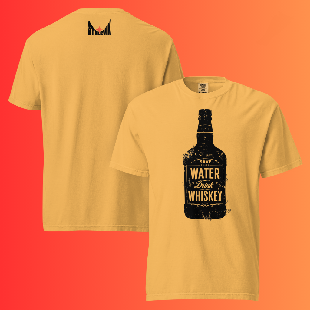 'Save Water Drink Whiskey' Funny T-Shirt | Vintage Style Warming Tee for Bourbon & Alcohol Lovers