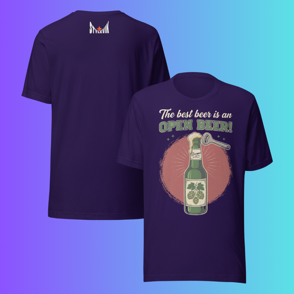 'The Best Beer is an Open Beer' T-Shirt | Funny Retro Cooling Tee for Craft Beer & Pub Lovers