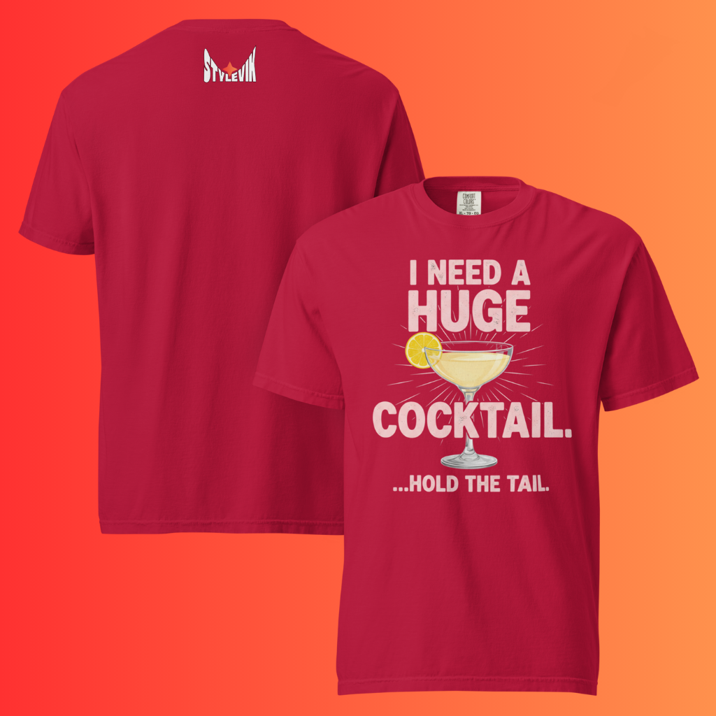 'I Need A Huge Cocktail Hold The Tail' T-Shirt | Funny Naughty Bachelorette Party Warming Tee