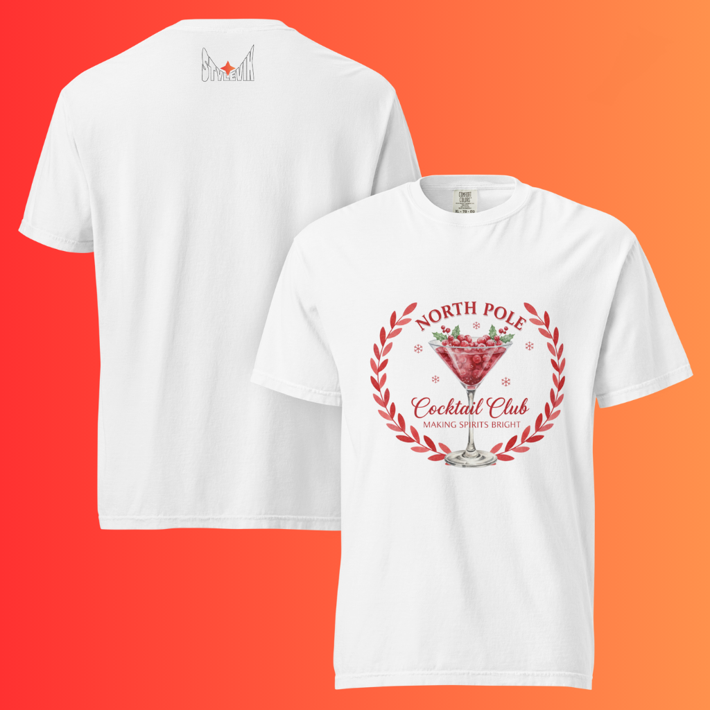 'North Pole Cocktail Club' T-Shirt | Funny Christmas Holiday Party Warming Tee for Drinkers