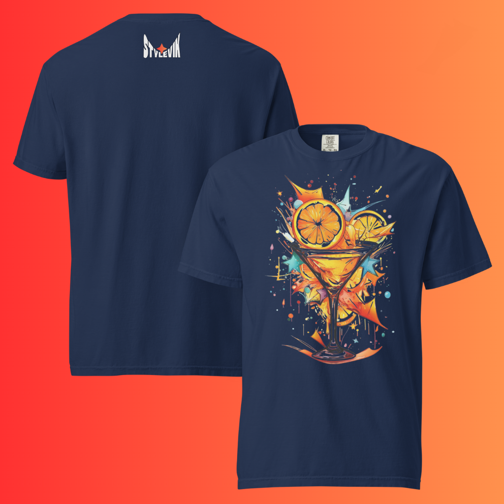 Abstract Cocktail T-Shirt | Artistic 'Explosion of Flavor' Warming Tee for Parties & Bartenders