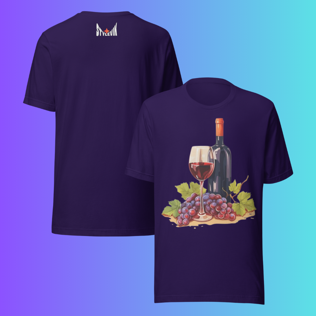 'Still Life' Red Wine & Grapes T-Shirt | Artistic Vineyard & Winery Cooling Tee for Connoisseurs
