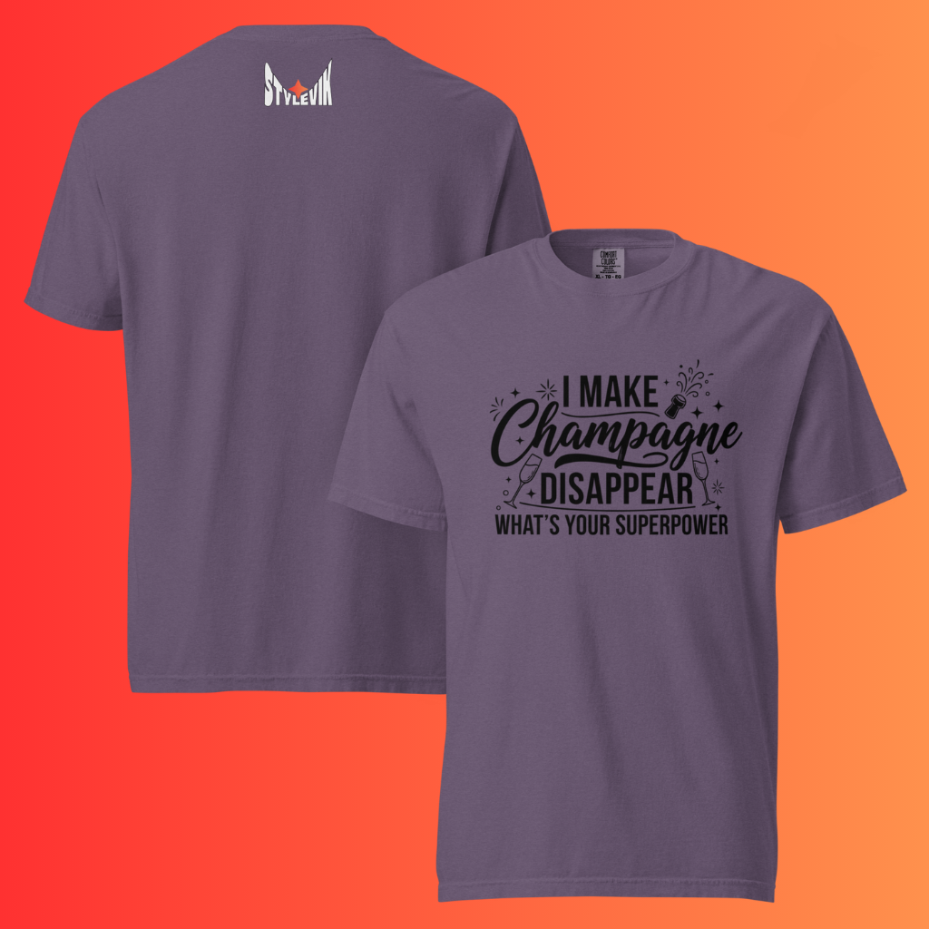 'I Make Champagne Disappear What's Your Superpower' T-Shirt | Funny NYE & Bachelorette Party Warming Tee