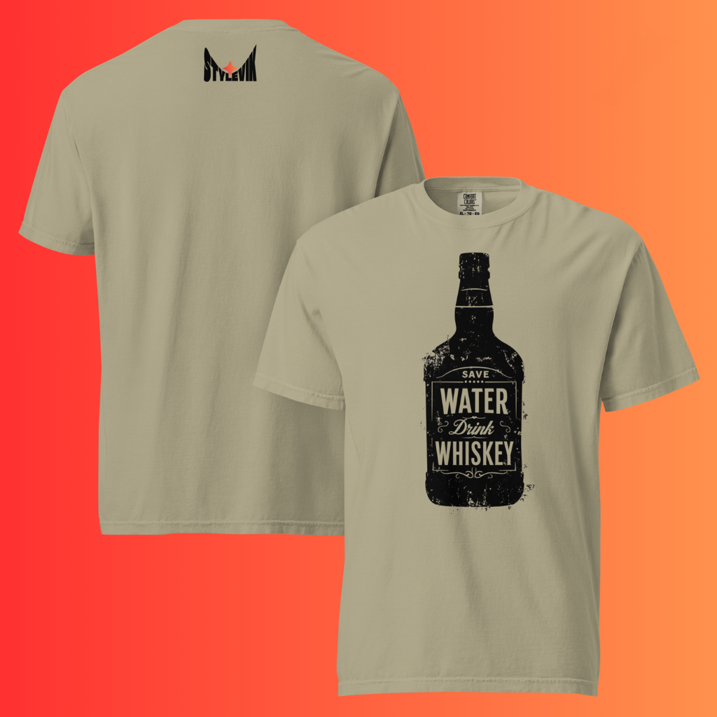 'Save Water Drink Whiskey' Funny T-Shirt | Vintage Style Warming Tee for Bourbon & Alcohol Lovers