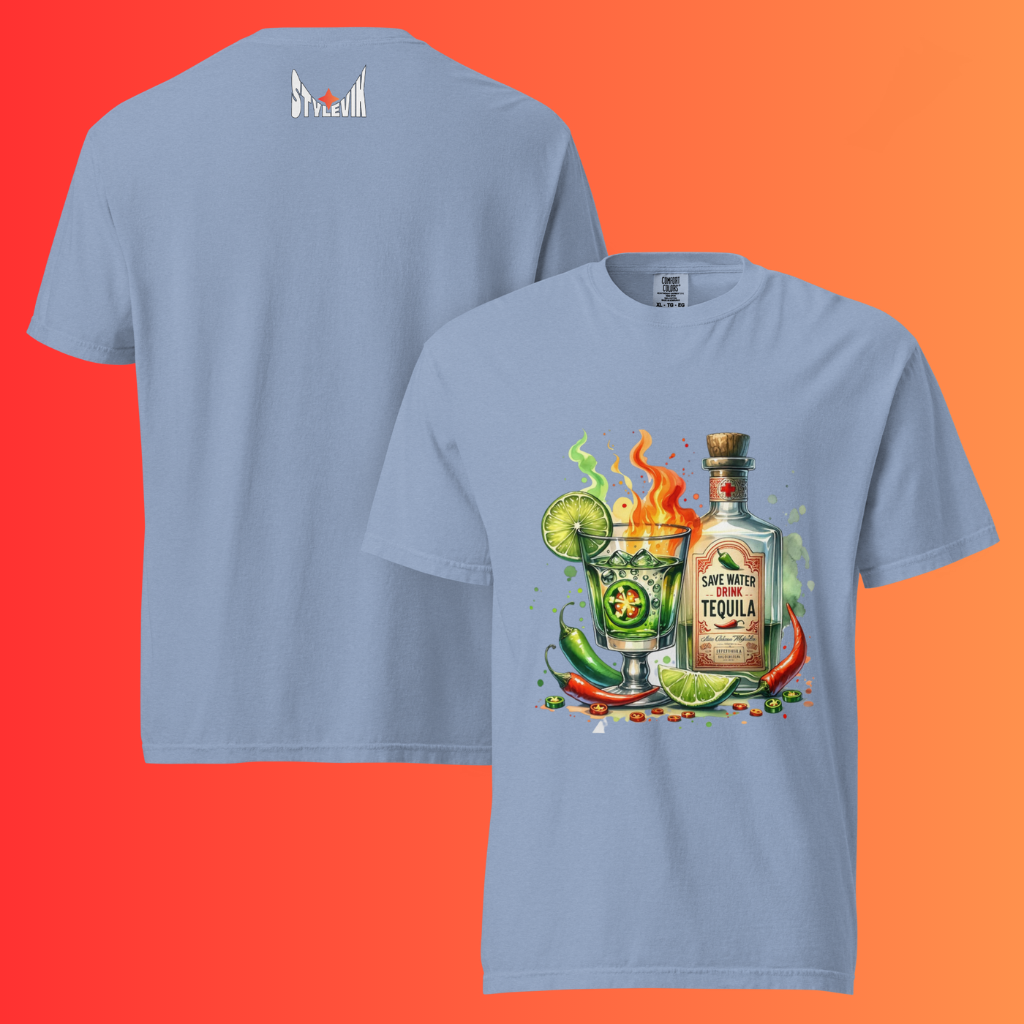 'Save Water Drink Tequila' T-Shirt | Funny Spicy Margarita & Jalapeño Warming Tee for Fiesta Lovers