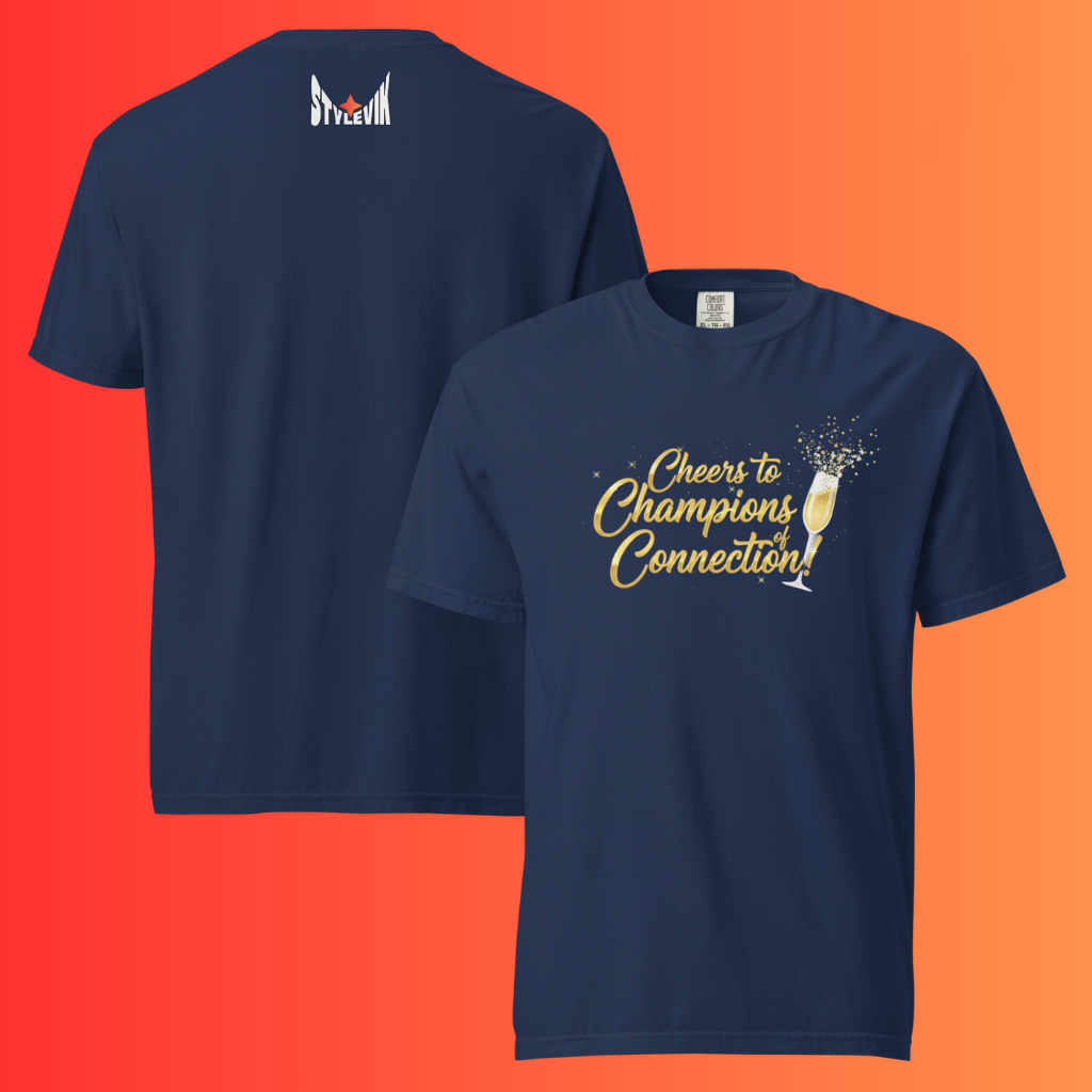 'Cheers to Champions of Connection' T-Shirt | Team & Networking Warming Tee for Holiday Parties